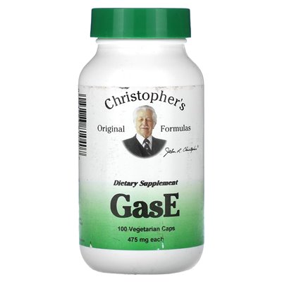 Oryginalne formuły Christophera, Gase, 475 mg, 100 czapek wegetariańskich