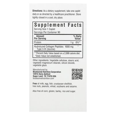 Bluebonnet Nutrition, Beautiful Ally®, kolagen Type I + III, 1000 mg, 90 kapleżek Bluebonnet Nutrition, Beautiful Ally®, kolagen Type I + III, 1000 mg, 90 kapleżek