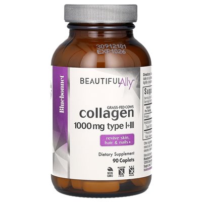 Bluebonnet Nutrition, Beautiful Ally®, kolagen Type I + III, 1000 mg, 90 kapleżek Bluebonnet Nutrition, Beautiful Ally®, kolagen Type I + III, 1000 mg, 90 kapleżek