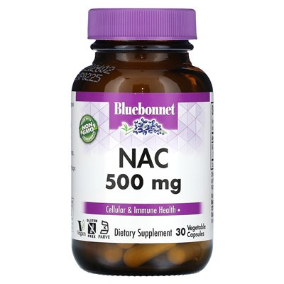 Bluebonnet Nutrition, NAC, 500 mg, 30 kapsułki warzywne