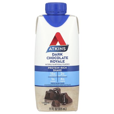 Atkins, bogaty w białko Shake, ciemna czekolada Royale, 4 koktajle, 11 Fl Oz (325 ml)