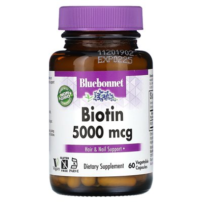 Bluebonnet Nutrition, Biotyny, 5,000 mcg, 60 Wegetariańskich Kapsułek Bluebonnet Nutrition, Biotyny, 5,000 mcg, 60 Wegetariańskich Kapsułek