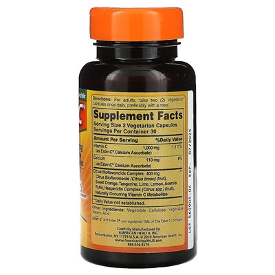 American Health, Ester-C, 500 mg, 60 kapsułek wegetariańskich