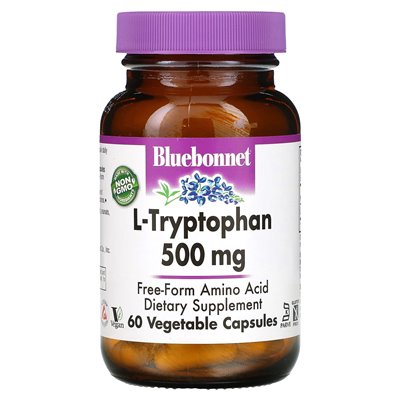 Bluebonnet Nutrition, L-Tryptofan, 500 mg, 60 kapsułek warzywnych