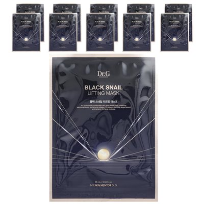 Dr G, Black Snail podnoszący maskę piękności, 10 arkuszy, 0,94 fl oz (28 ml)