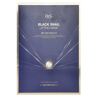 Dr G, Black Snail podnoszący maskę piękności, 10 arkuszy, 0,94 fl oz (28 ml)