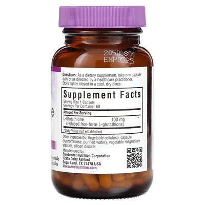 Bluebonnet Nutrition, L-Glutation, 100 mg, 60 kapsułek warzywnych