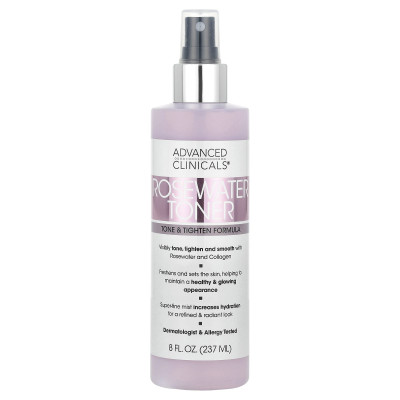 Advanced Clinicals, Rose Water Water, Tone & Docnen Formuła, 8 Fl Oz (237 ml) Advanced Clinicals, Rose Water Water, Tone & Docnen Formuła, 8 Fl Oz (237 ml)