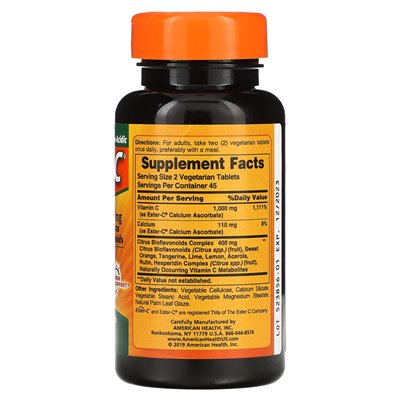 American Health, Ester-C with Citrus Bioflavonoids, 500 mg, 90 Vegetarian Tablets