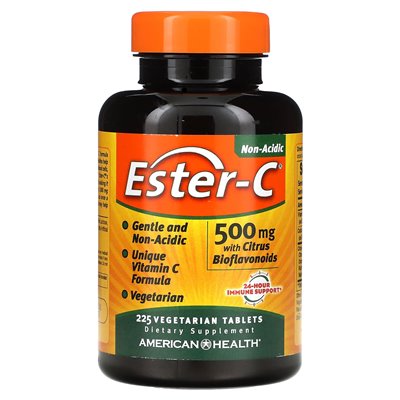 American Health, Ester-C z bioflawonoidami cytrusowymi, 500 mg, 225 tabletek wegetariańskich