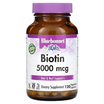 Bluebonnet Nutrition, Biotyna, 5000 mcg, 120 kapsułek warzywnych
