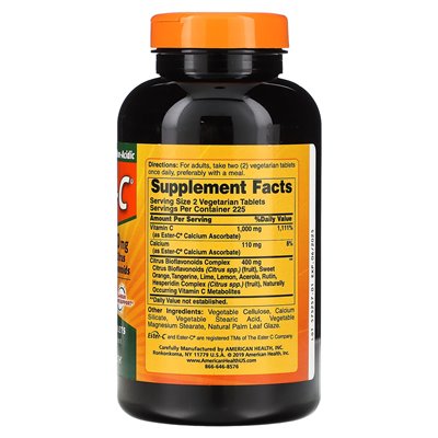 American Health, Ester-C mit Zitrus-Bioflavonoiden, 500 mg, 450 vegetarische Tabletten