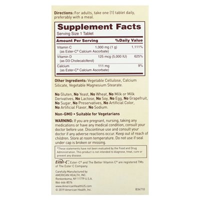 American Health, Ester-C z D3, 60 wegetariańskimi tabletkami
