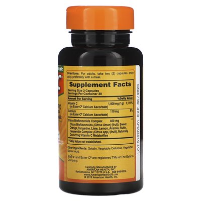 American Health, Ester-C mit Zitrus-Bioflavonoiden, 500 mg, 60 Kapseln