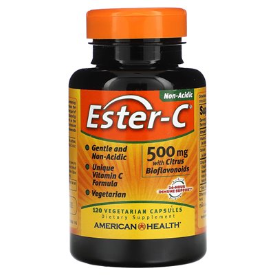 American Health, Ester-C z bioflawonoidami cytrusowymi, 500 mg, 120 kapsułek wegetariańskich