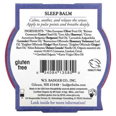 Badger, organiczny balsam do snu, lawenda i bergamot, 2 uncje (56 g) Badger, organiczny balsam do snu, lawenda i bergamot, 2 uncje (56 g)