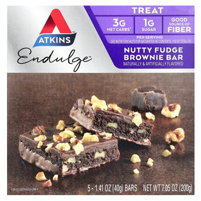 Atkins, Endulge, Nuss-Brownie, 5 Riegel, je 40 g