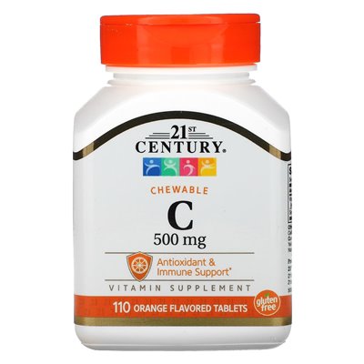 21st Century, Kautabletten C, Orangengeschmack, 500 mg, 110 Tabletten