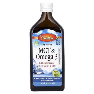 Carlson, MCT und Omega-3, Keto-freundlich, natürliche Zitrone-Limette, 16,9 Fl Oz (500 ml)
