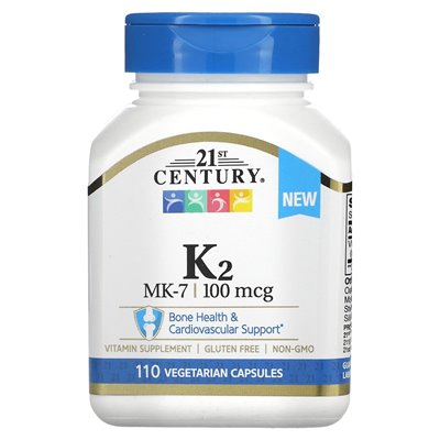 21st Century, K2, MK-7, 100 McG, 110 vegetarische Kapseln