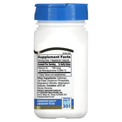 21st Century, K2, MK-7, 100 McG, 110 vegetarische Kapseln