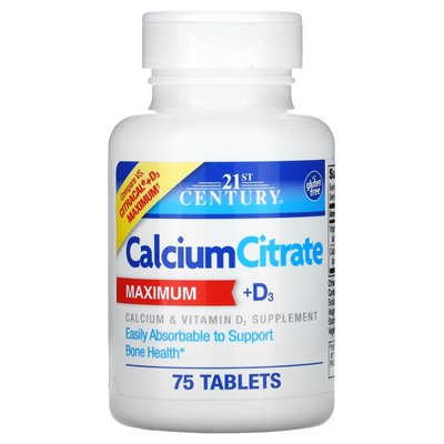 21st Century, Calciumcitrat + D3, 75 Tabletten