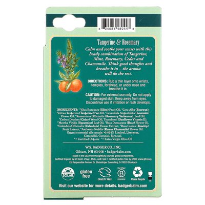 Badger, aromaterapia, stres soother, Tangerine &amp Rosemary, 0,6 uncji (17 g)