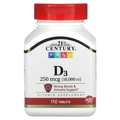 XXI wiek, witamina D3, 250 mcg (10 000 IU), 110 tabletek XXI wiek, witamina D3, 250 mcg (10 000 IU), 110 tabletek
