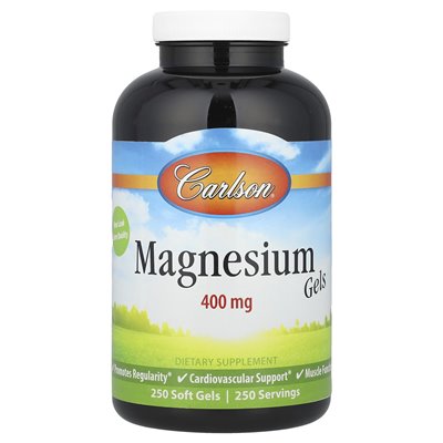 Carlson, żele magnezowe, 400 mg, 250 miękkich żeli