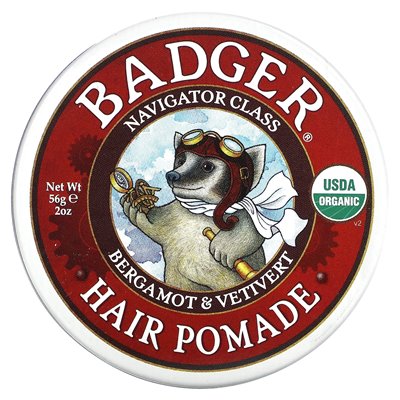 Badger, Pomada do włosów, Bergamot &amp Vetivert, 2 uncje (56 g)