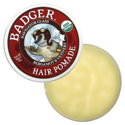 Badger, Pomada do włosów, Bergamot &amp Vetivert, 2 uncje (56 g)