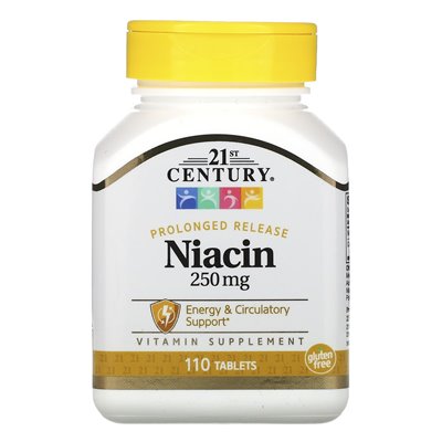 21st Century Niacin, Sustained Release, 250mg, 110 Tablets