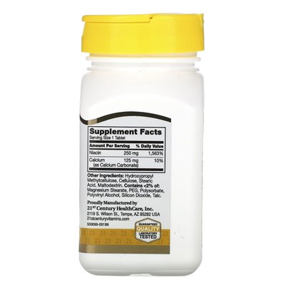 21st Century Niacin, Sustained Release, 250mg, 110 Tablets