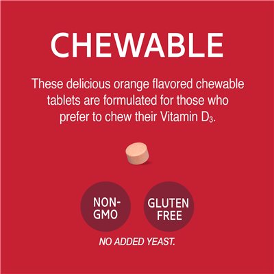 21st Century, Vitamin D3, Kautabletten, Orange, 100 mcg (400 IE), 110 Tabletten