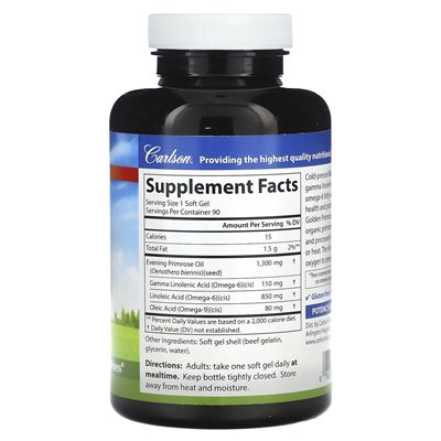 Carlson, Golden Primrose with Cold, 1300mg, 90 Softgels