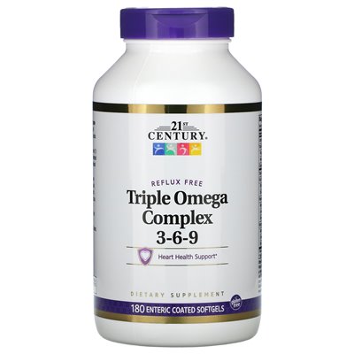 XXI wiek, Triple Omega Complex 3-6-9, 180 powlekanych jelitami miękkami XXI wiek, Triple Omega Complex 3-6-9, 180 powlekanych jelitami miękkami