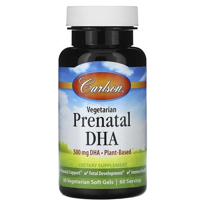 Carlson, wegetariański prenatal dha, 500 mg, 60 wegetariańskich miękkich żeli
