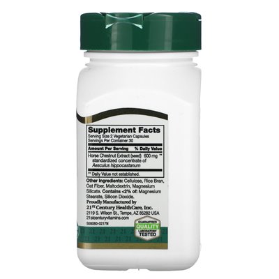 21st Century, Horse Chestnut Extract, Standardized, 60 Vegetarian Capsules