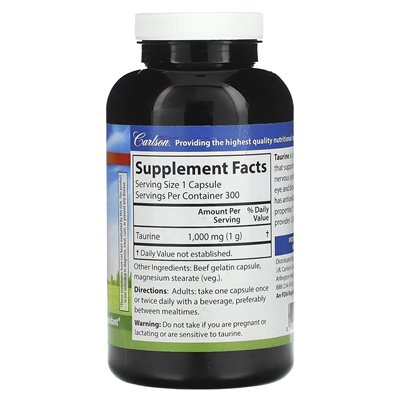 Carlson, Taurin, 1000 mg, 300 Kapseln