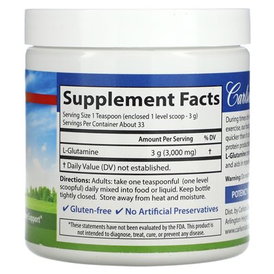 Carlson, L-Glutamin-Pulver, 3,53 oz (100 g)