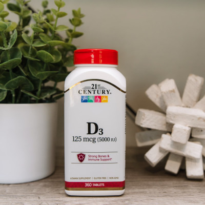 21st Century, Vitamin D3, 125 MCG (5000 IE), 360 Tabletten