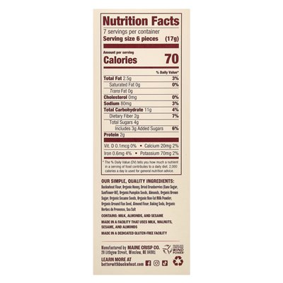 Better with buckwheat, Maine Crisp Crackers, cranberry almonds, 4 oz (113 g)