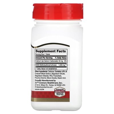 21st Century, MSM, 1000 mg, 90 Tabletten