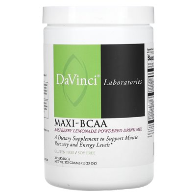 DaVinci Laboratories of Vermont, Maxi-BCAA, proszkowana mieszanka napojów, lemoniada malinowa, 13,23 uncji (375 g)