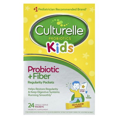 Culturelle, dzieci, probiotyk + błonnik, regularność, 1+ lata, 24 pojedyncze pakiety, 0,17 uncji (4,8 g)