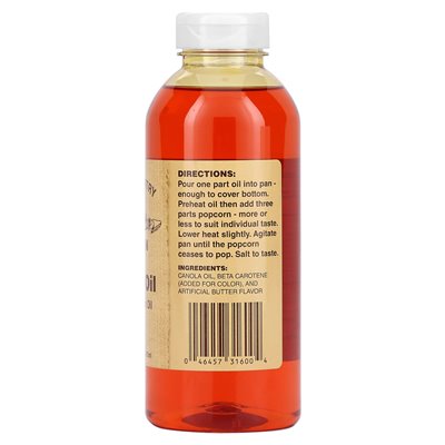 Amish Country Popcorn, Butteriges Popcornöl, Rapsöl, 16 Fl Oz (472 ml)