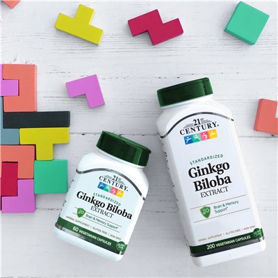 XXI wiek, ekstrakt z Ginkgo Biloba, standaryzowane, 200 kapsułek wegetariańskich
