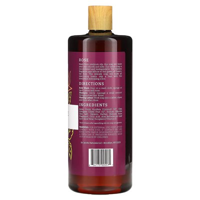 Dr Jacobs Naturals, roślinna bogata kastylia myjnia ciała, odmładzająca róża, 32 uncje (946 ml)