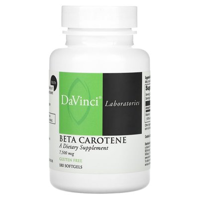 DaVinci Laboratories of Vermont, Beta Carotene, 7500 McG, 180 Softgels