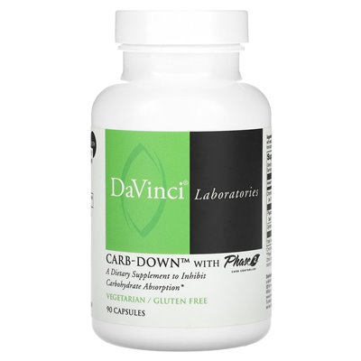 DaVinci Laboratories of Vermont, Carb-Down z kontrolerem węglowodanów fazy 2, 90 kapsułek DaVinci Laboratories of Vermont, Carb-Down z kontrolerem węglowodanów fazy 2, 90 kapsułek